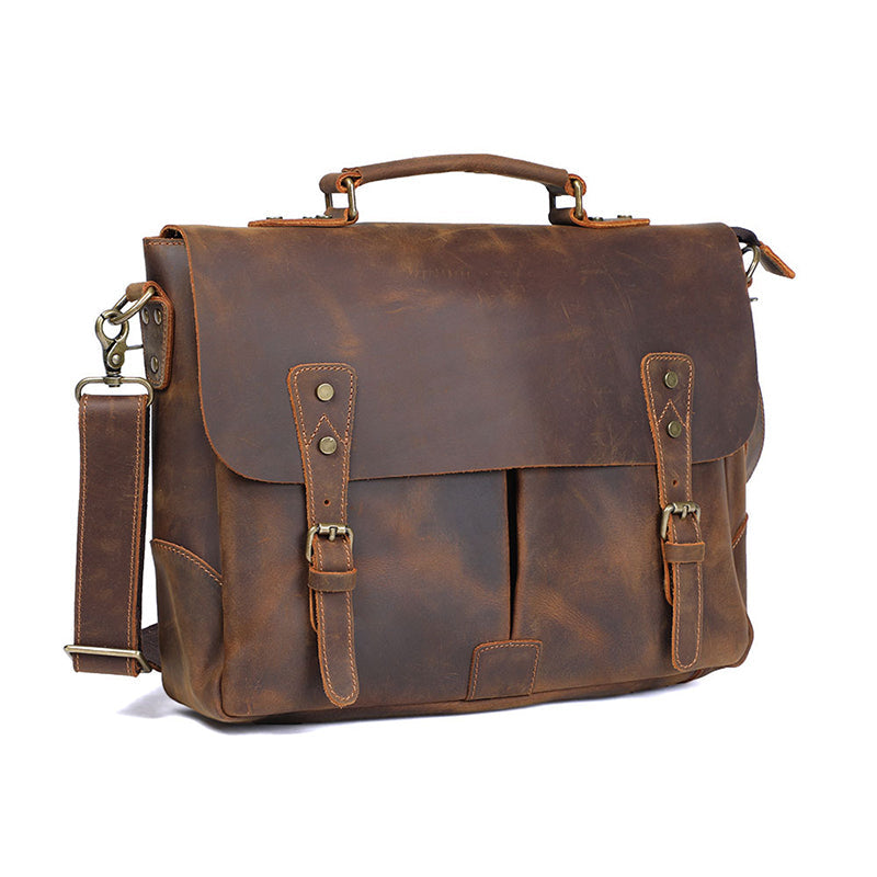 Top Handle Leather Business Briefcase