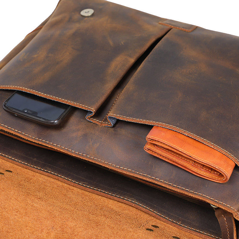Top Handle Leather Business Briefcase