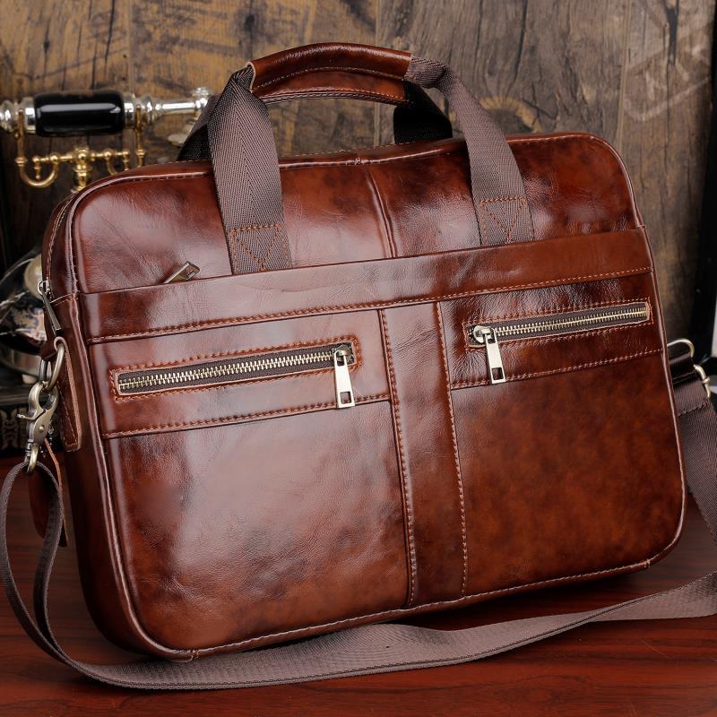 15" Vintage Leather Laptop Briefcase