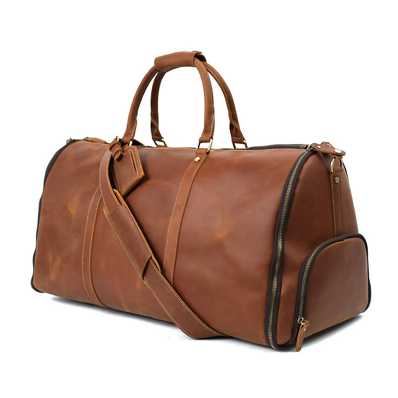 Convertible Leather Garment Weekender