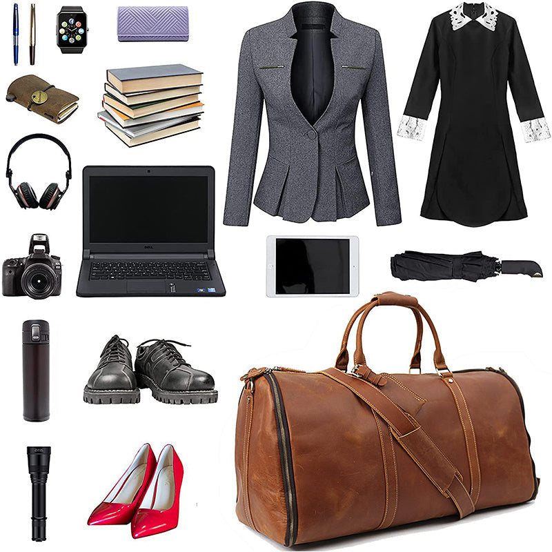 Convertible Leather Garment Weekender