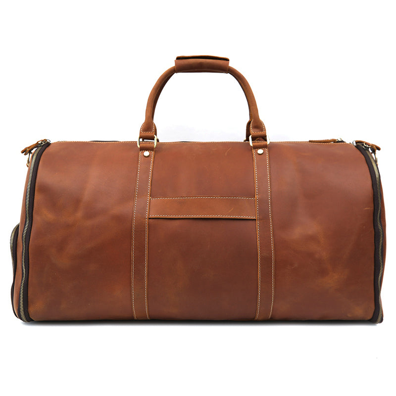 Convertible Leather Garment Weekender