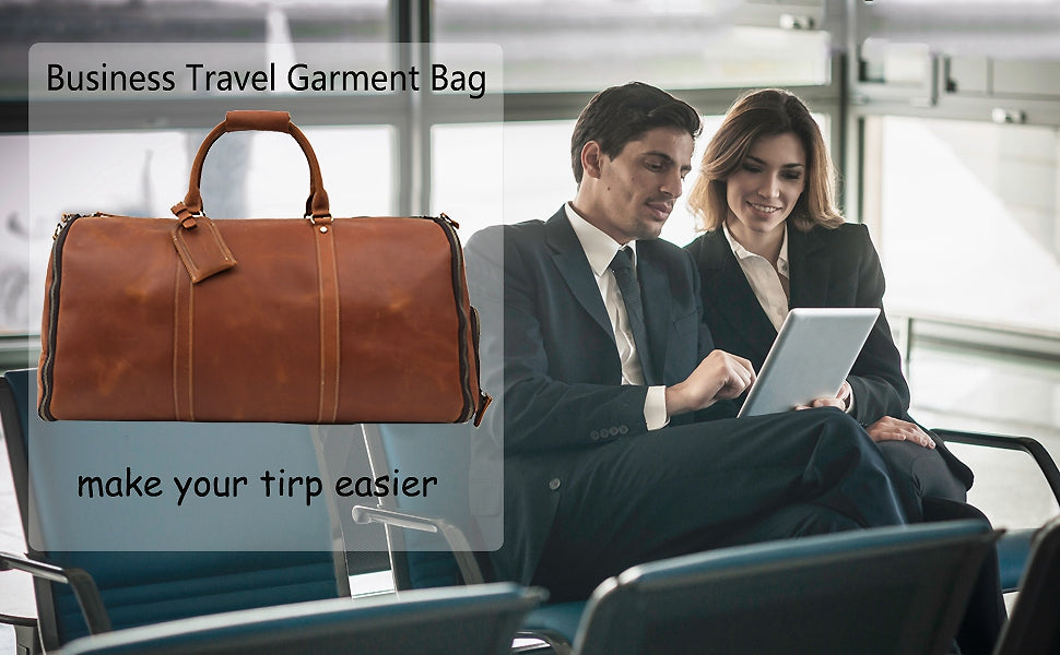 Convertible Leather Garment Weekender