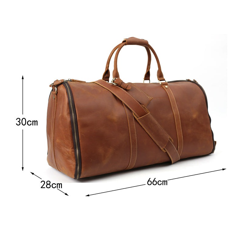 Convertible Leather Garment Weekender