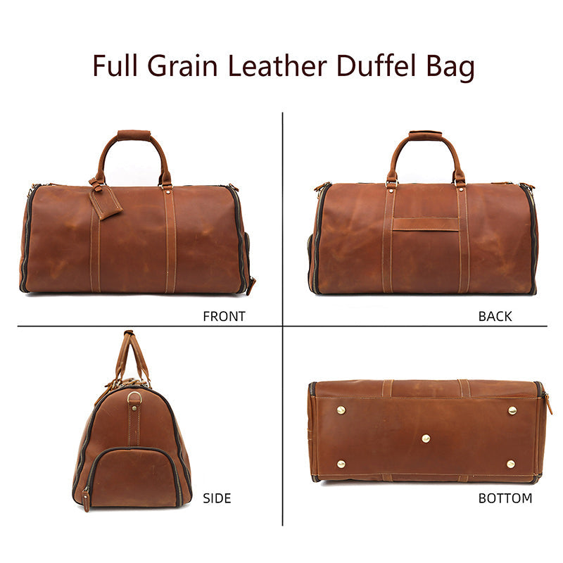 Convertible Leather Garment Weekender
