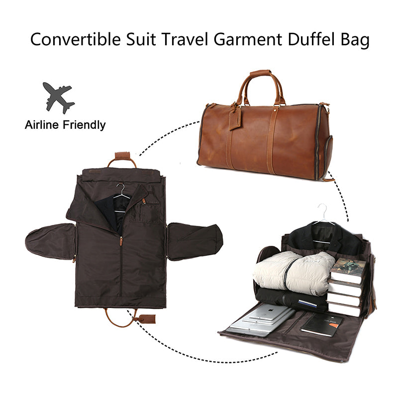 Convertible Leather Garment Weekender