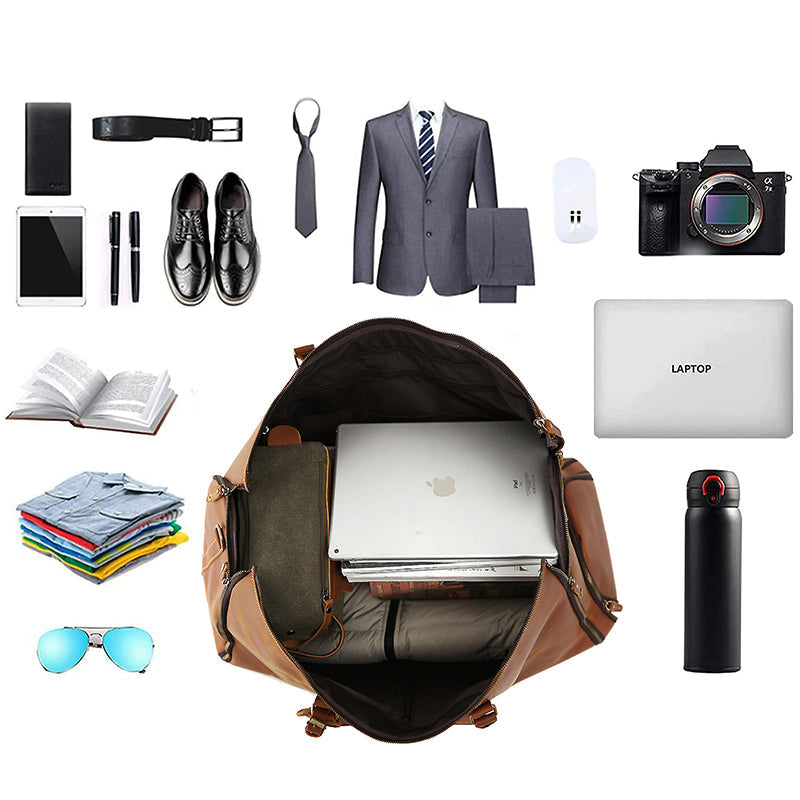 Convertible Leather Garment Weekender