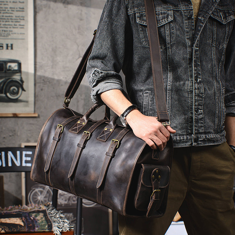 Vintage Leather Gym Duffel