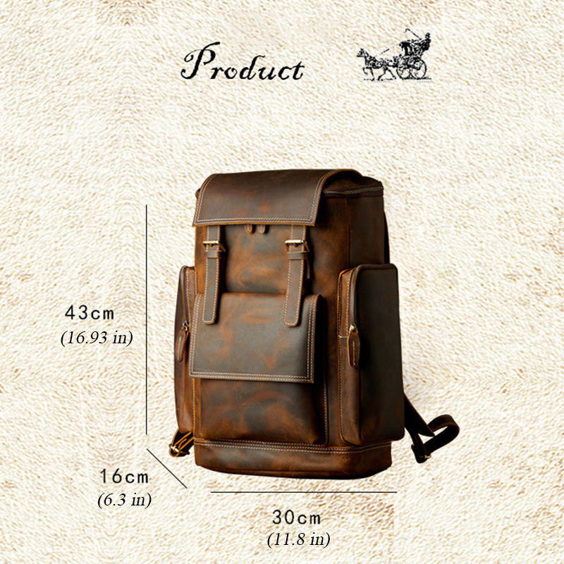 Large Full Grain Leather Laptop Backpack