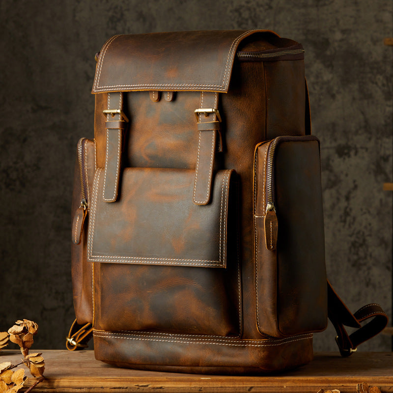 Large Full Grain Leather Laptop Backpack