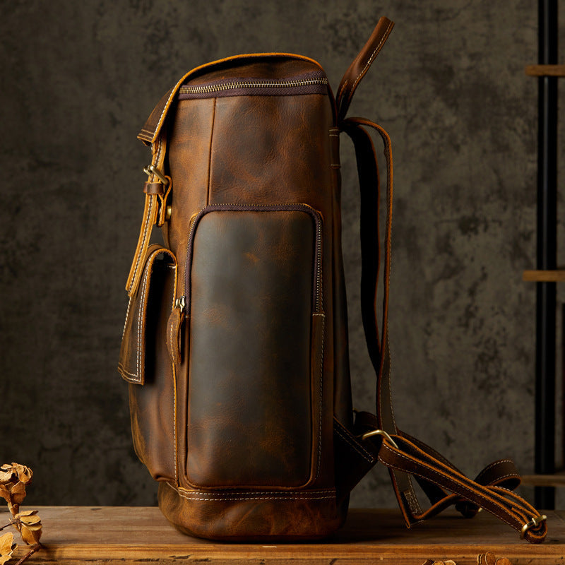 Large Full Grain Leather Laptop Backpack