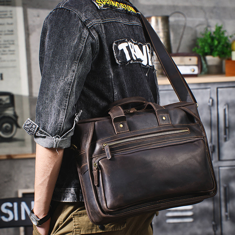 Retro Leather Portfolio Briefcase