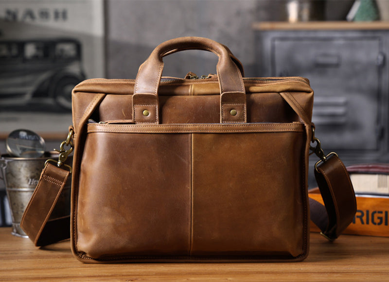 Retro Leather Portfolio Briefcase