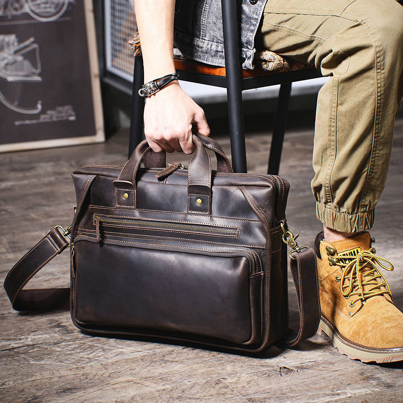 Retro Leather Portfolio Briefcase