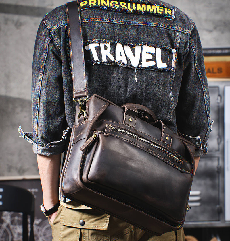 Retro Leather Portfolio Briefcase