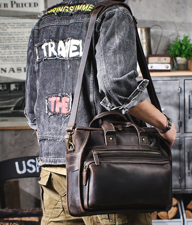 Retro Leather Portfolio Briefcase