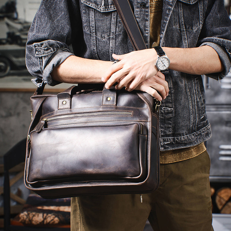 Retro Leather Portfolio Briefcase
