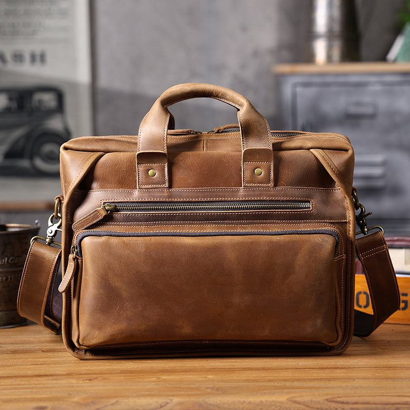 Retro Leather Portfolio Briefcase