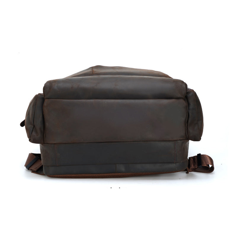 Large Crazy Horse Leather Travel Backpack