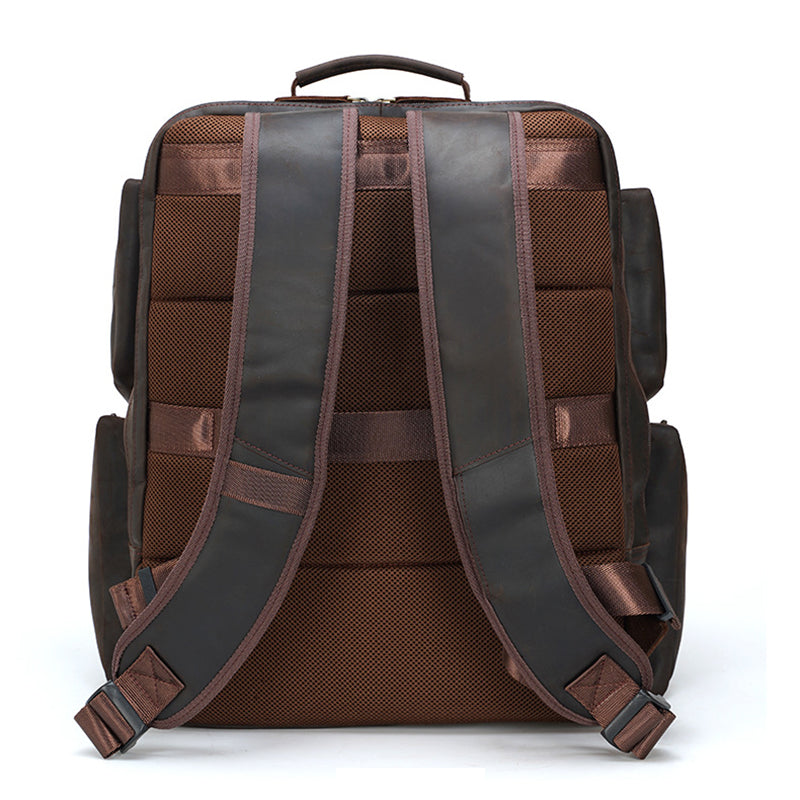 Large Crazy Horse Leather Travel Backpack