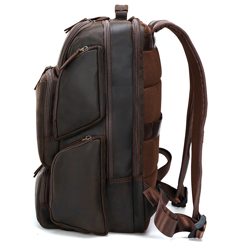 Large Crazy Horse Leather Travel Backpack