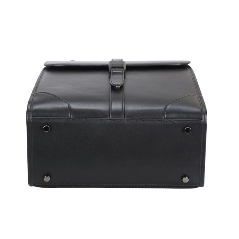 14" Black Leather Business Backpack