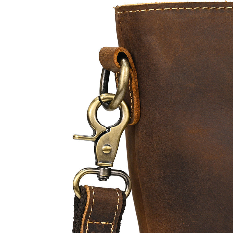 Leather Office Tote with Outside Pocket