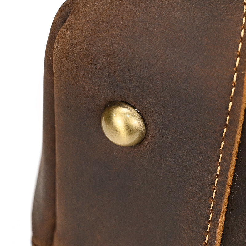 Leather Office Tote with Outside Pocket