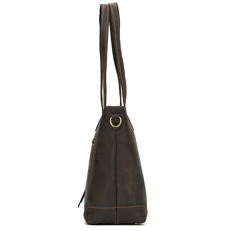 Leather Office Tote with Outside Pocket