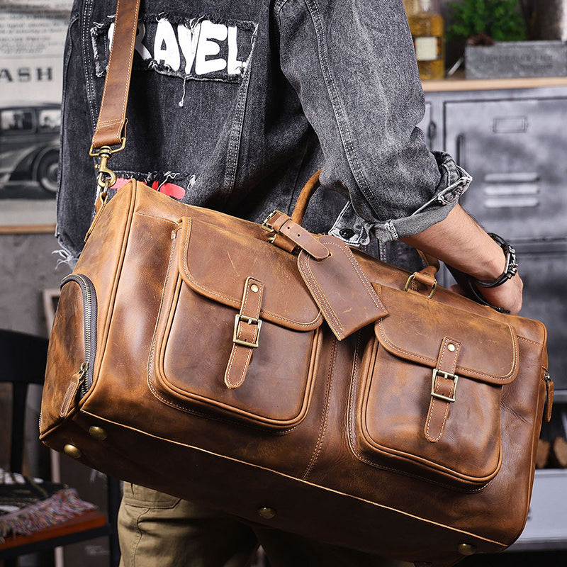 Retro Leather Holdall Weekender
