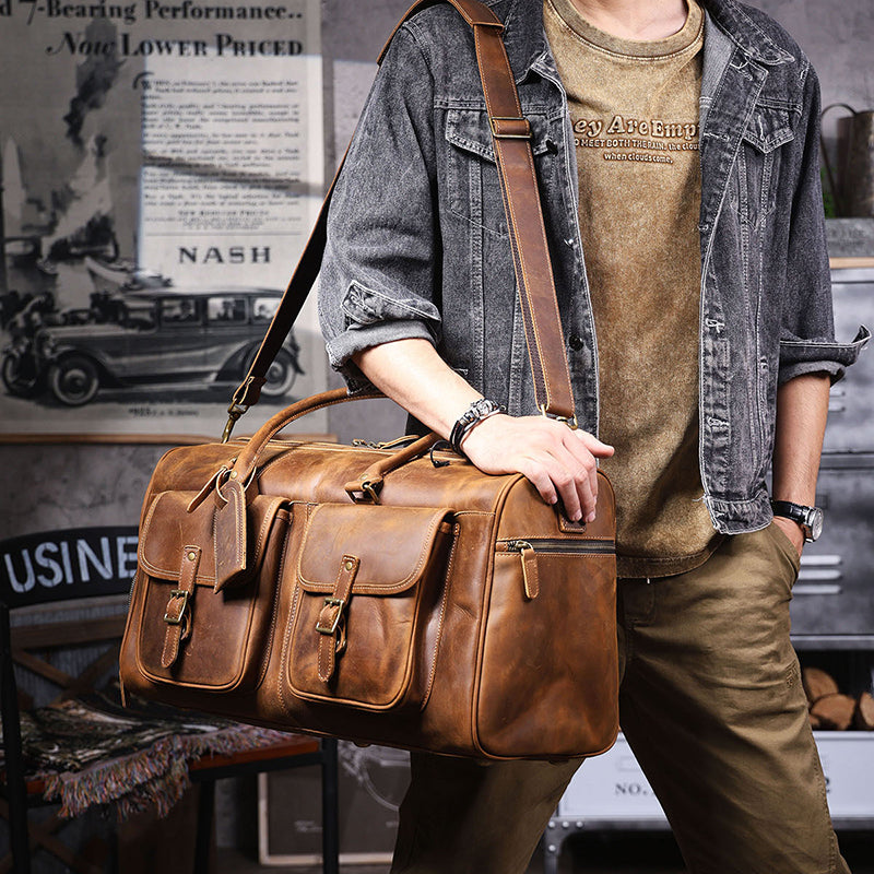 Retro Leather Holdall Weekender