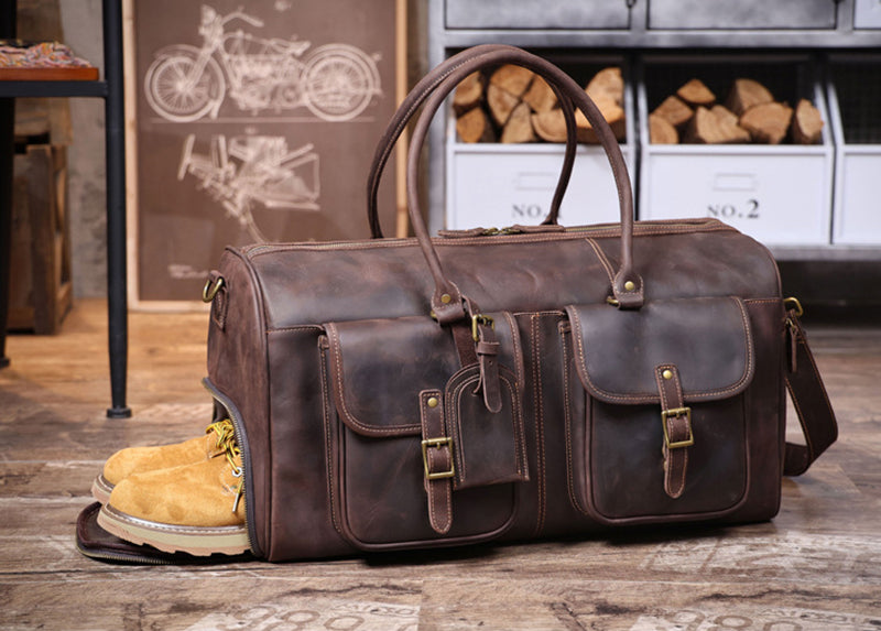 Retro Leather Holdall Weekender