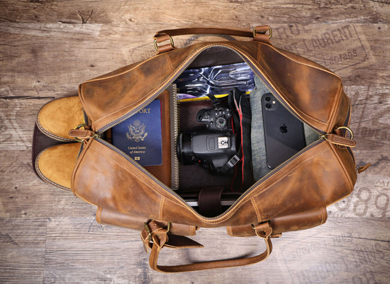 Retro Leather Holdall Weekender