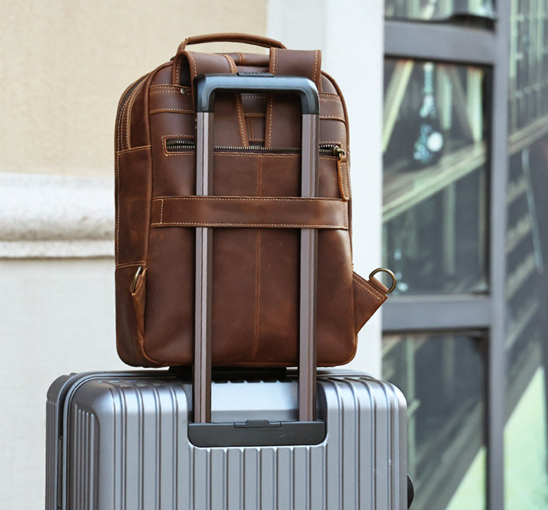 15" Retro Leather Laptop Backpack
