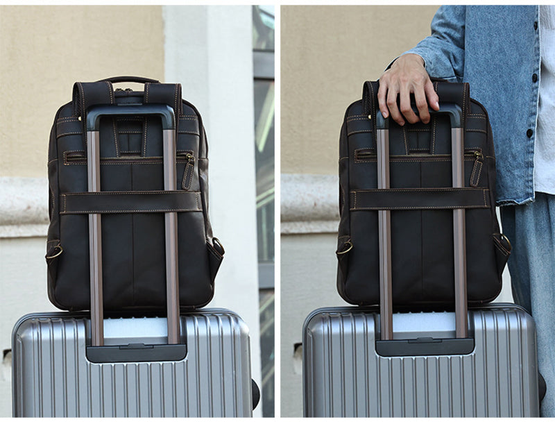 15" Retro Leather Laptop Backpack