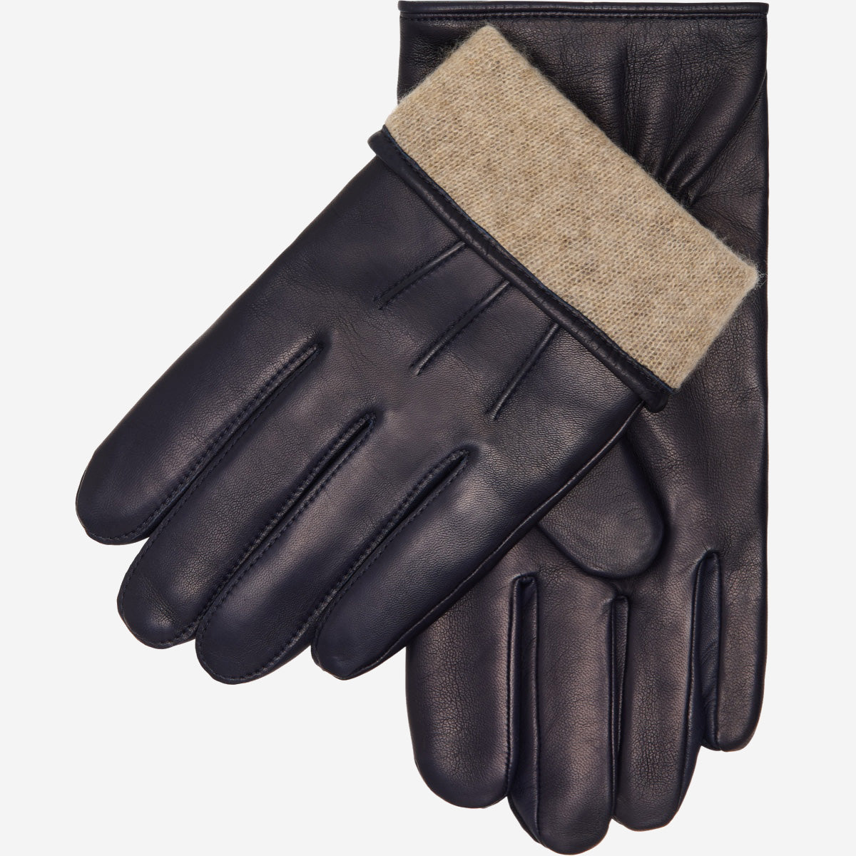Giovanni (navy blue) - Classic Italian lambskin leather gloves with cashmere lining