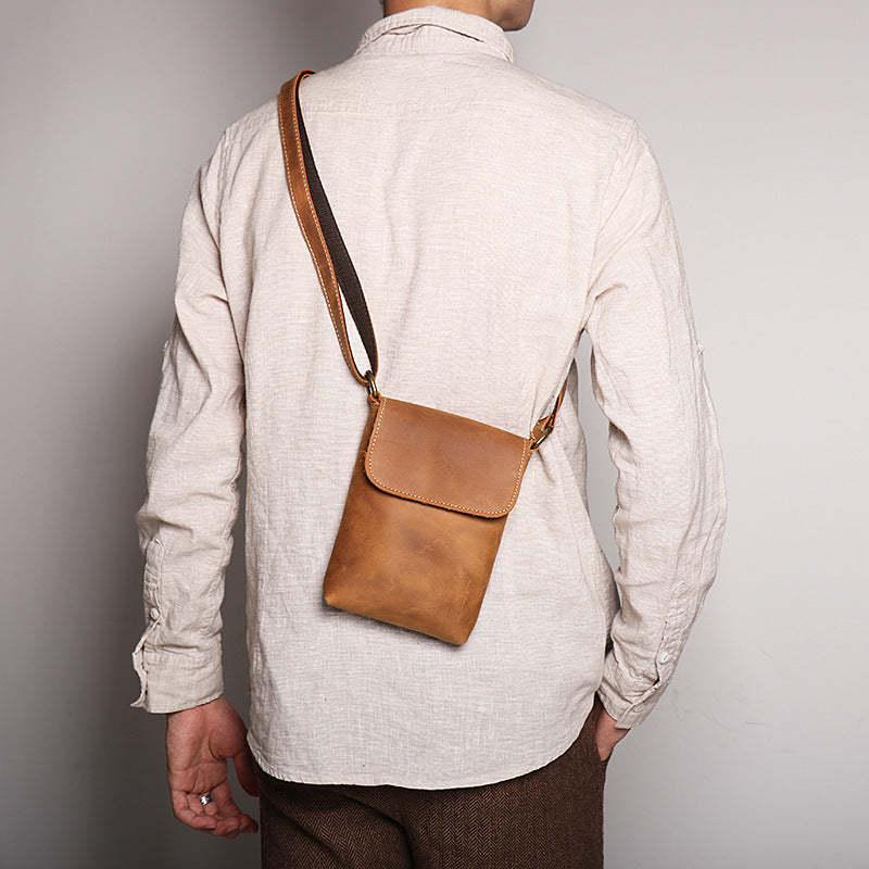 Small Leather Satchel Crossbody for Men