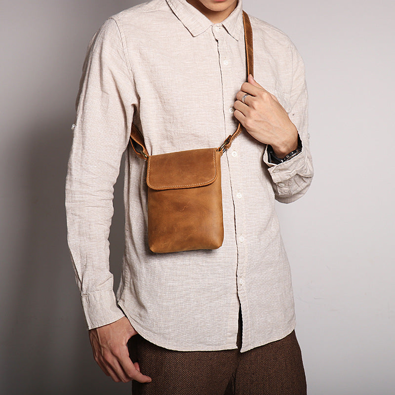 Small Leather Satchel Crossbody for Men
