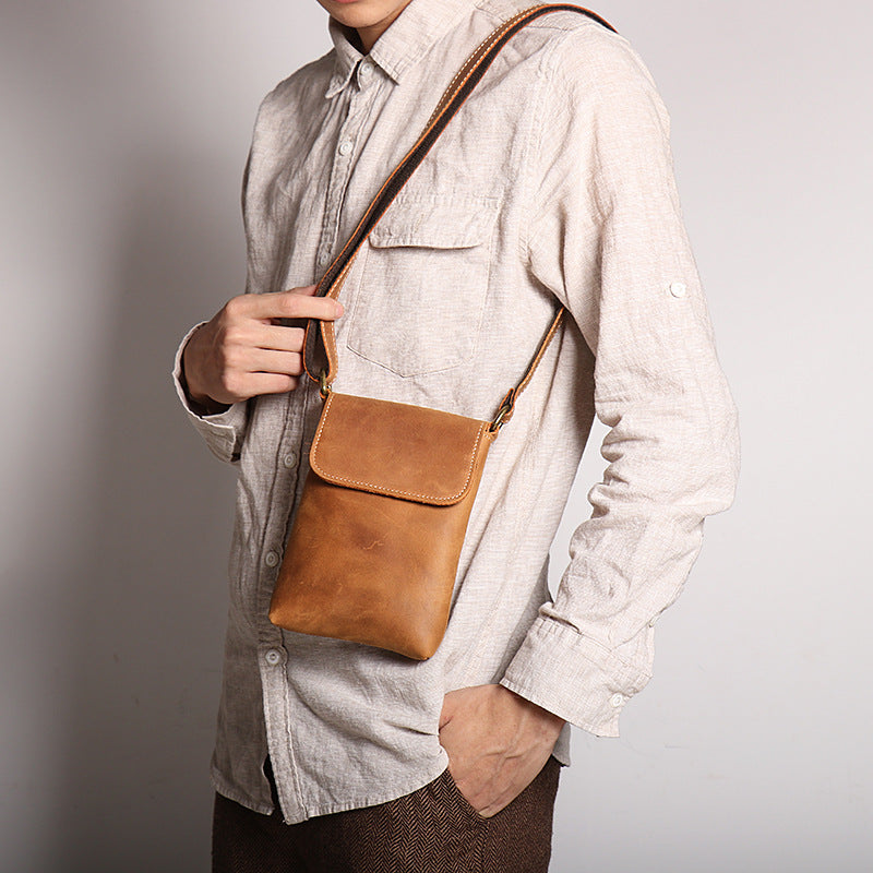 Small Leather Satchel Crossbody for Men