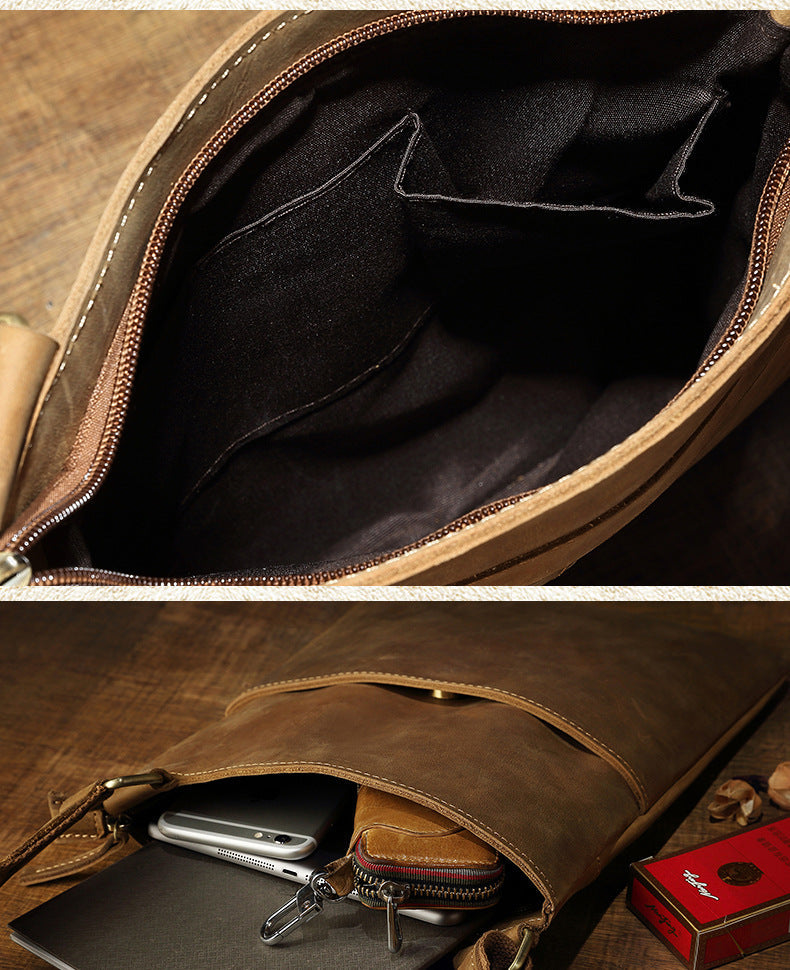 Handmade Leather Crossbody Bag for Men