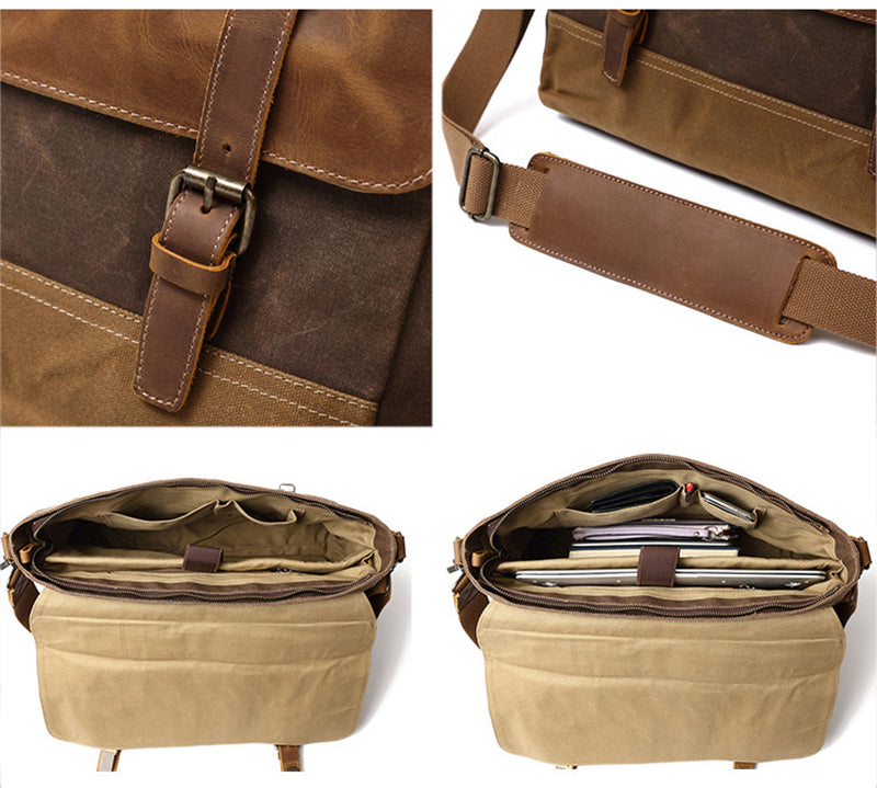 Waxed Canvas and Leather Briefcase