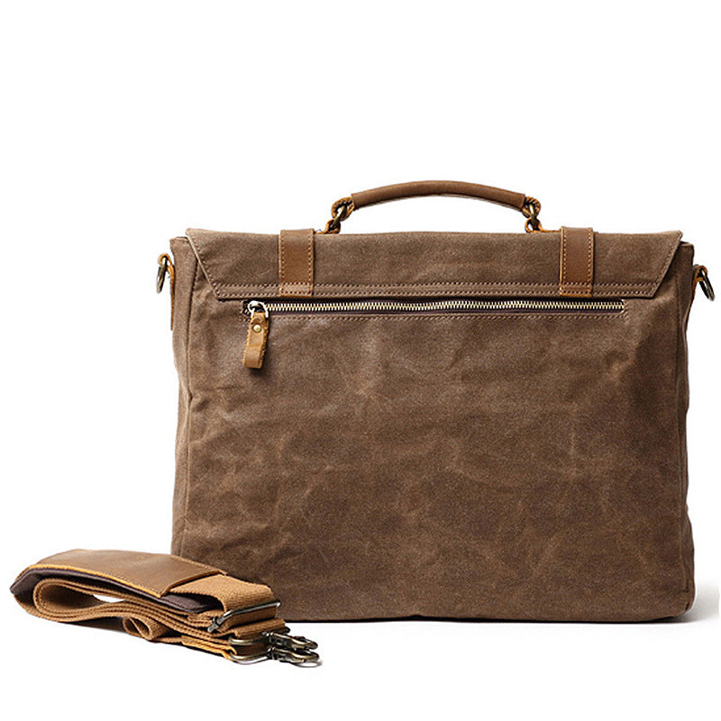 Waxed Canvas and Leather Briefcase