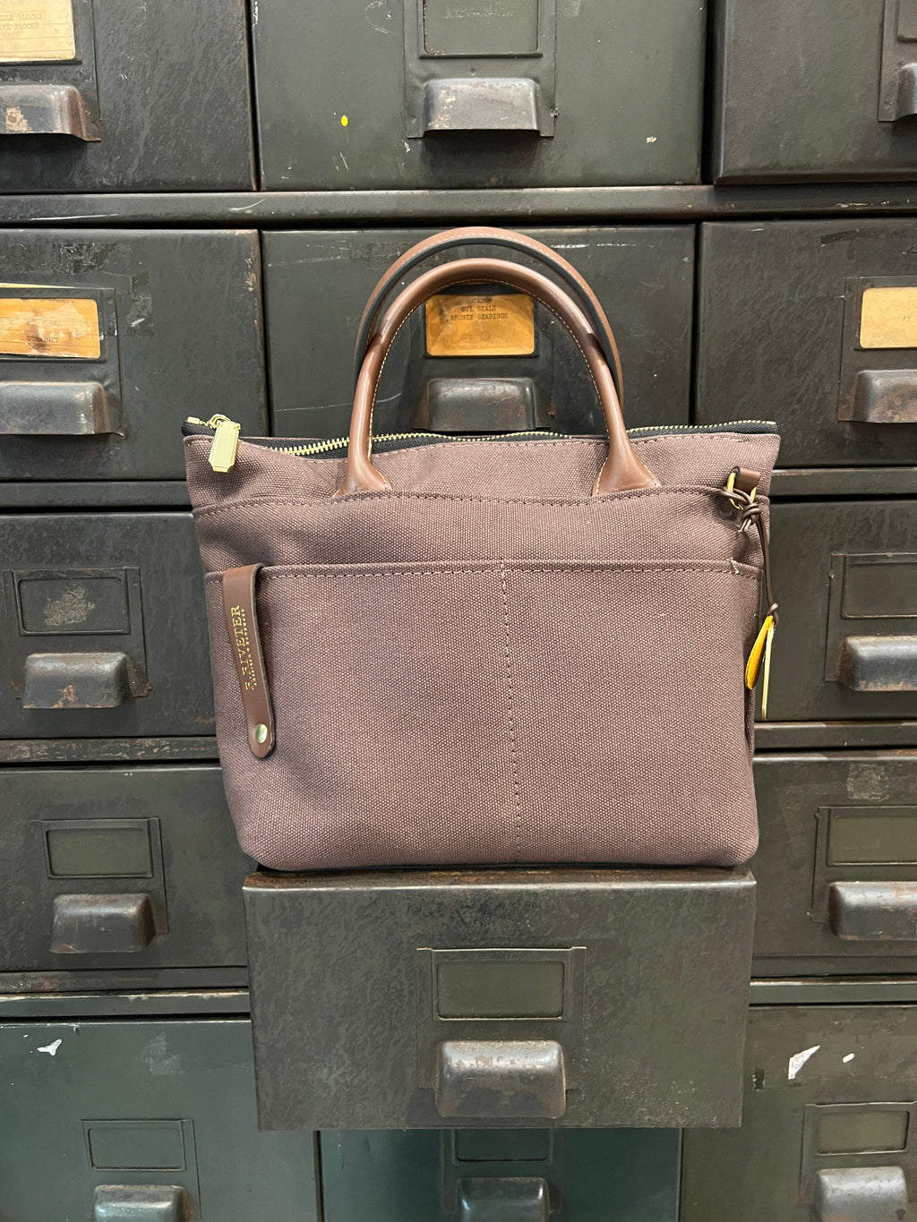 Dot Tote | Umber Brown Canvas + Brown
