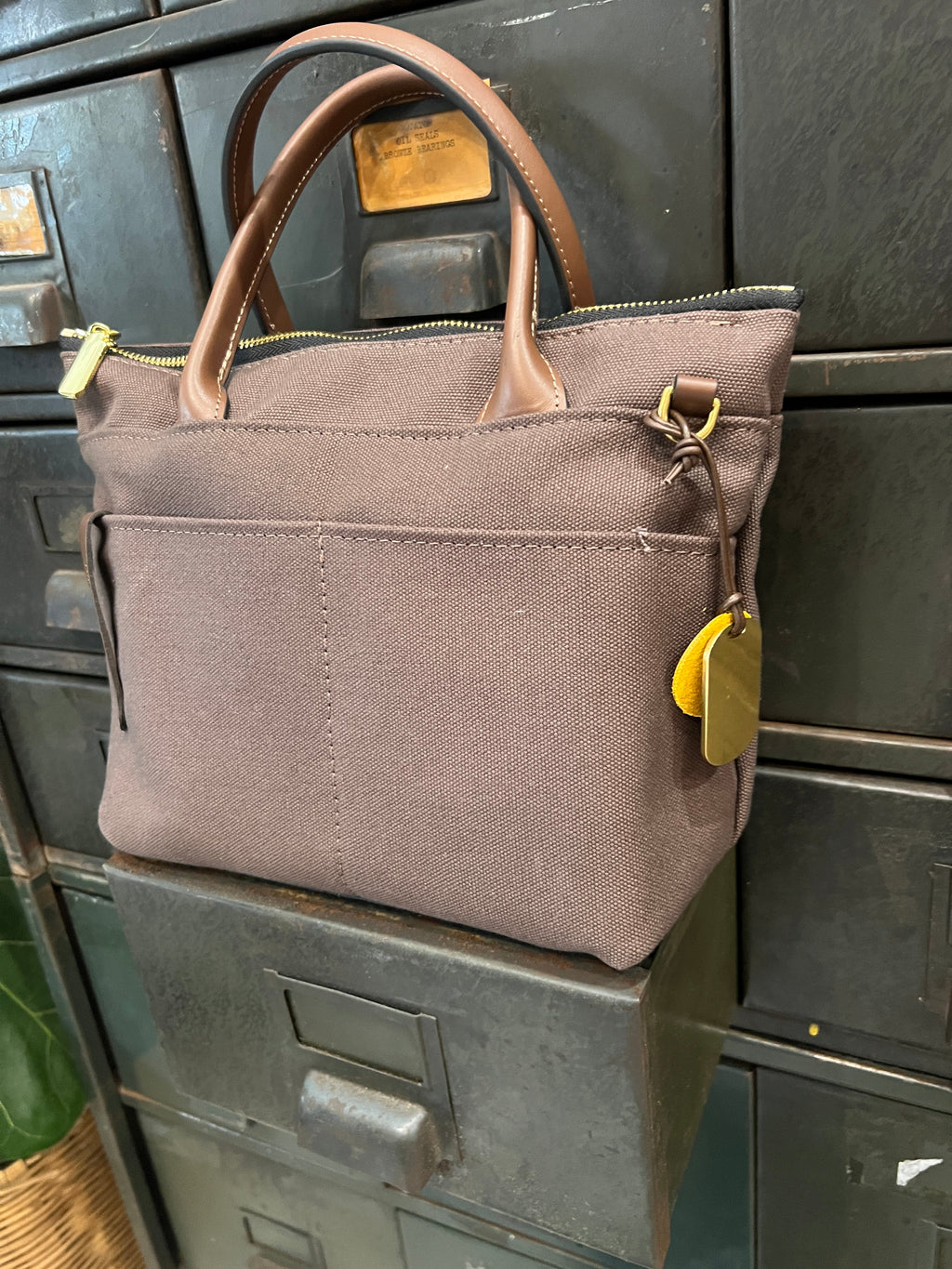 Dot Tote | Umber Brown Canvas + Brown
