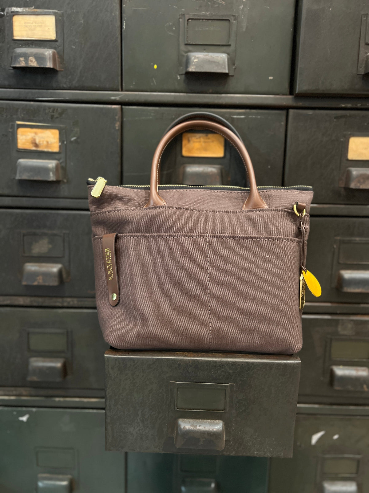 Dot Tote | Umber Brown Canvas + Brown