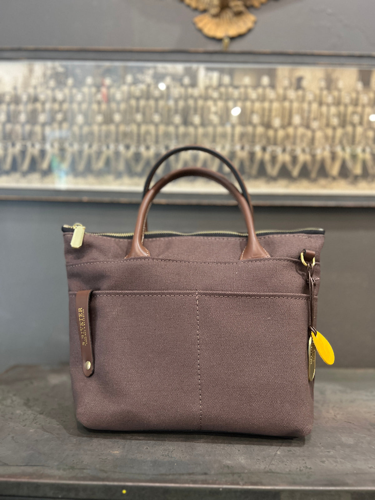 Dot Tote | Umber Brown Canvas + Brown