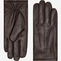 Julian (dark brown) - Classic sheepskin leather gloves with warm fleece lining and touchscreen feature