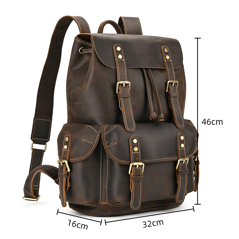 Retro Leather Travel Backpack