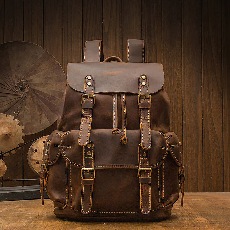 Retro Leather Travel Backpack