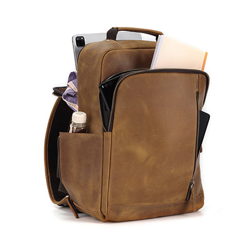 15.6" Handmade Leather Laptop Backpack